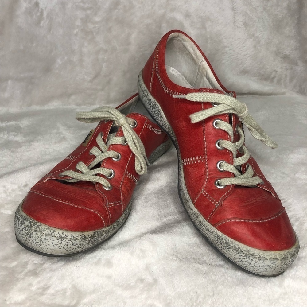 Josef Seibel Red Leather Lace Up Walking Shoes/Sneakers Size 36 (5.5)